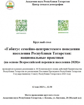 круглый стол «Габитус семейноцентристского поведения в Республике Татарстан: национальные практики (на основе данных Всероссийской переписи населения-2020)»